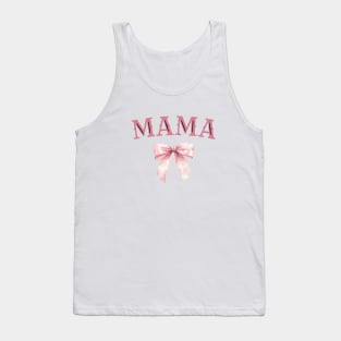 MAMA Watercolor Pink Bow Coquette Aesthetic Cute Girl Mom Tank Top